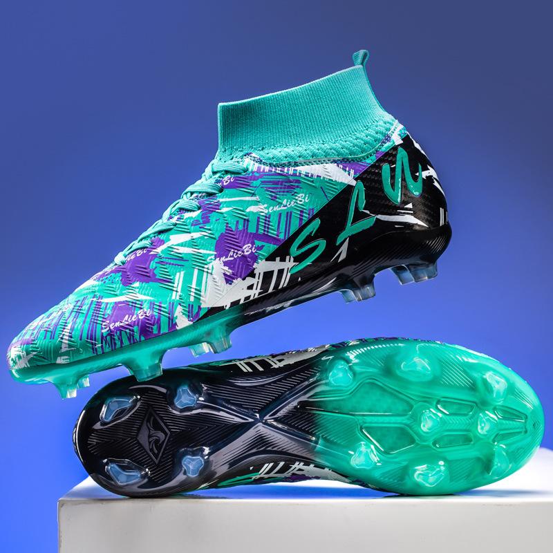Adolescent Adult Student Male and Female Long Nails AG Shattered Nails High Top Artificial Grass Training World Cup Football Shoes