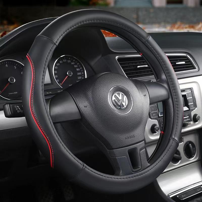 Car Steering Wheel Cover Leather Anti-Slip Auto Steering Wheel Covers Universal 15 Inch чёрный