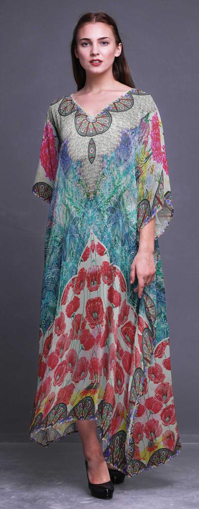 Phagun Circle|Floral & Wheel Ethnic Womens Long Beach Kaftan Beachwear Bikini Coverup Maxi