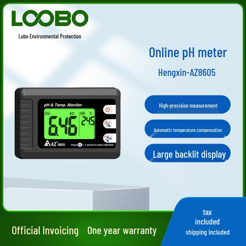 Wall-Mounted AZ8605 pH Meter with Automatic Temperature Compensation and High-Precision Online Acidity Measurement