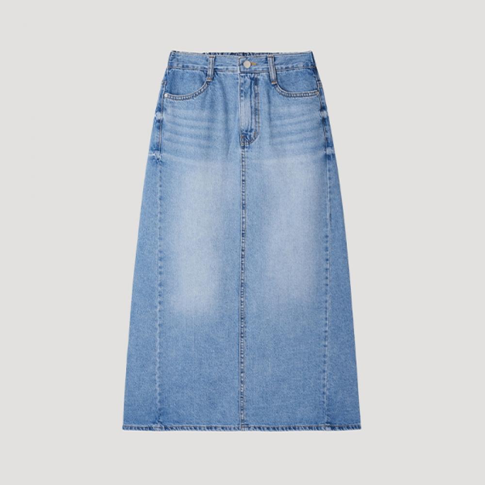 

[shs Miss] Straight Denim Long Skirt Samskp22020 light blue/55