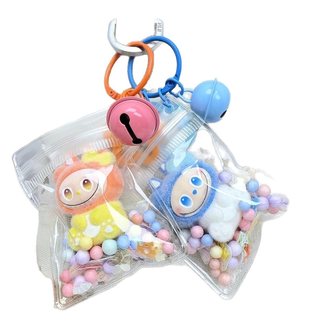 Transparent Dust Bag Bow Labubu Baby Bag Pendant Keychain Baby Walking Bag Decoration Cute Trendy Play