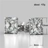 Rectangular cut transparent zircon earrings