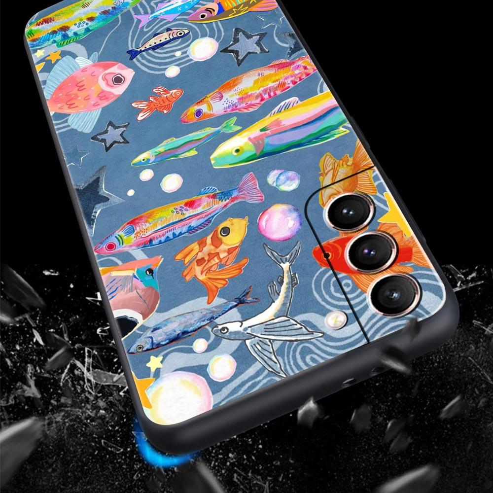Blue Ocean Fish Phone Case Cover for Samsung Galaxy S26 S25 S24 S23 S22 S20 S21 FE Ultra S25 Edge Plus 5G Soft TPU Shell Fundas