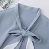 Bow Tie Blouse Women Summer Thin French Blouse Women Loose Belly Short-sleeved Chiffon Shirt Solid Shirt