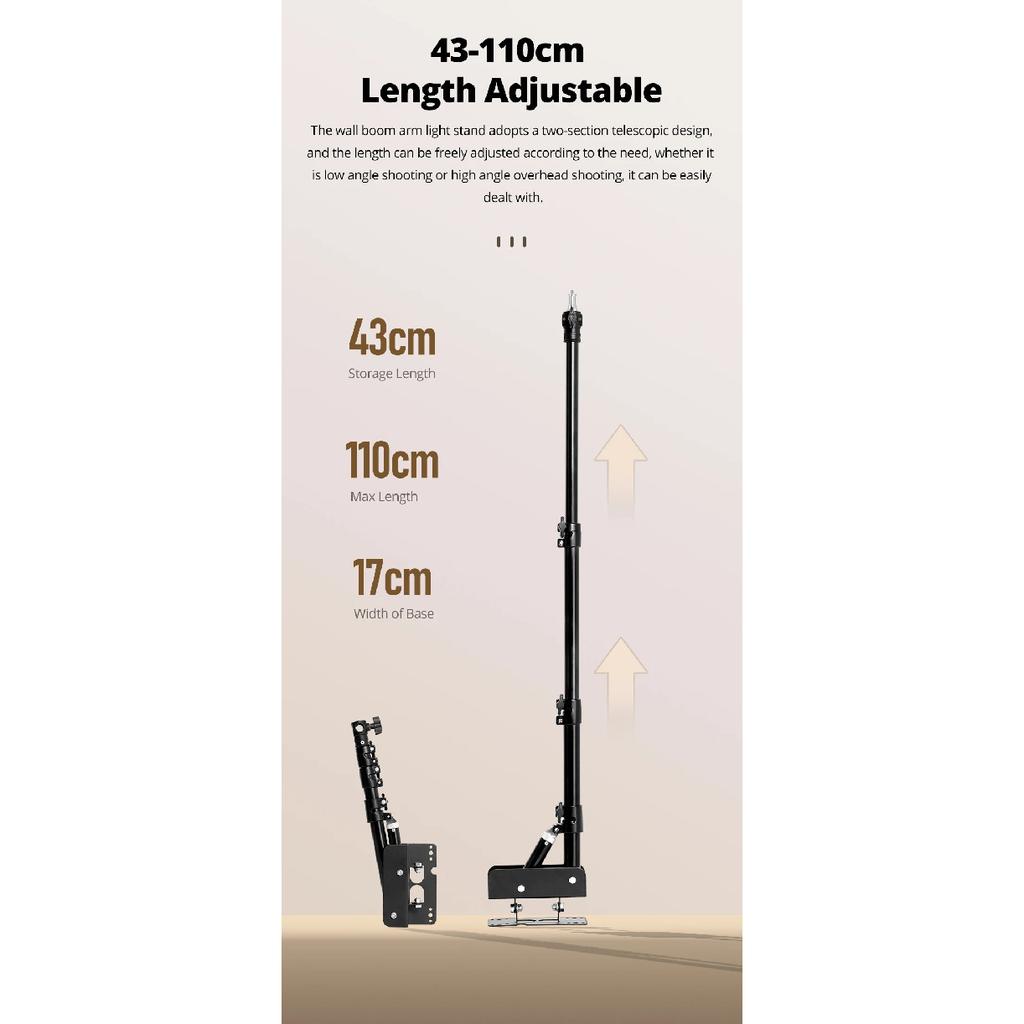 Ambitful 110cm Photography Heavy Ring Light Wall Mount Ceiling Triangle Boom Arm Studio Strobe Lights,Softbox Support Stand