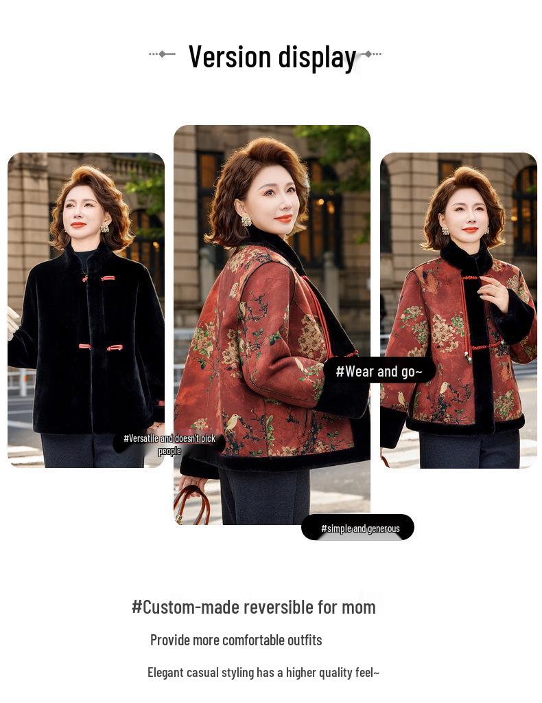 2025 New Chinese-Style Double-Sided Thick Coat for Middle-Aged & Elderly Women