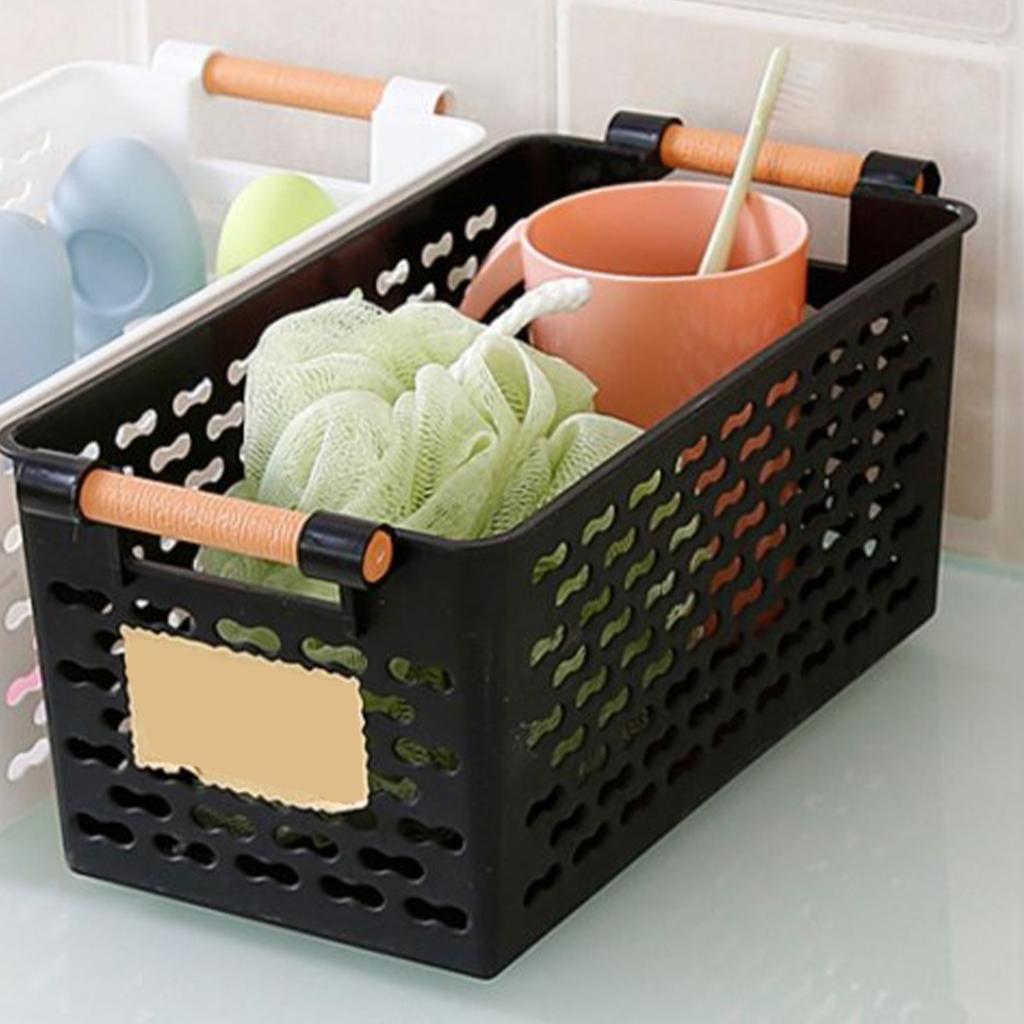 Plastic Storage Basket Multifunctional Portable Hollow Desktop Storage Baskets with Handle for