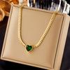 Gold Cuban Link Heart Emerald Choker – Romantic Bold Jewelry, Love Growth Gift for Women