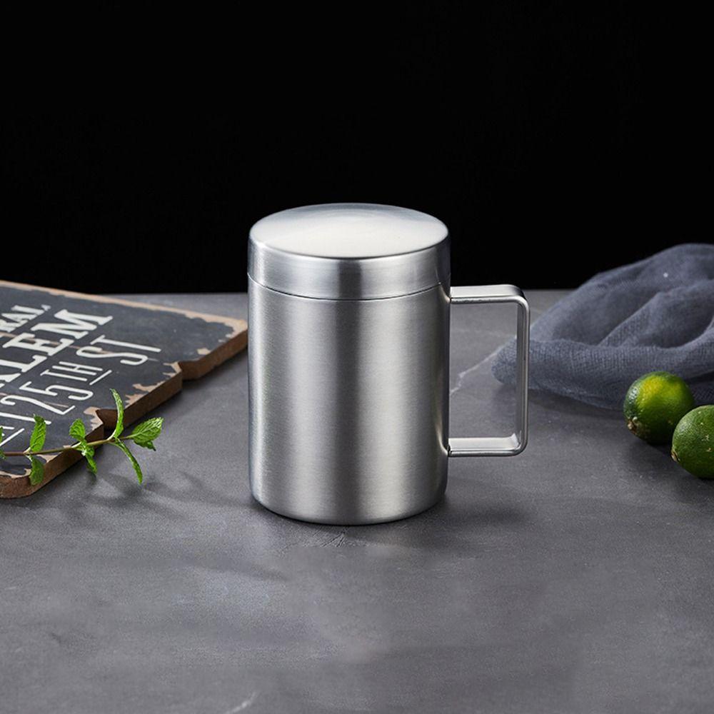 Bärbar dubbelväggig kaffemugg med lock Rostfritt stål Okrossbar Mjölktekoppar med handtag Tumbler Kanna Resa