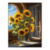 LEADINTOP Diamond Art Sunflower by the Window 30X40cm Round Beads Diamond Painting Kit Mosaic Art Popular Bead Art Cute DIY Handmade Craft Gift