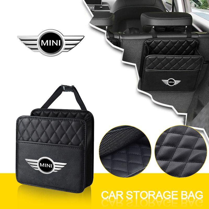 Car Tissue Box PU Leather Auto Seat Hanging Paper Towel Holder Storage Accessories For MINI F54 F55 F56 R56 R60 SONE Roadster Clubman Coupe