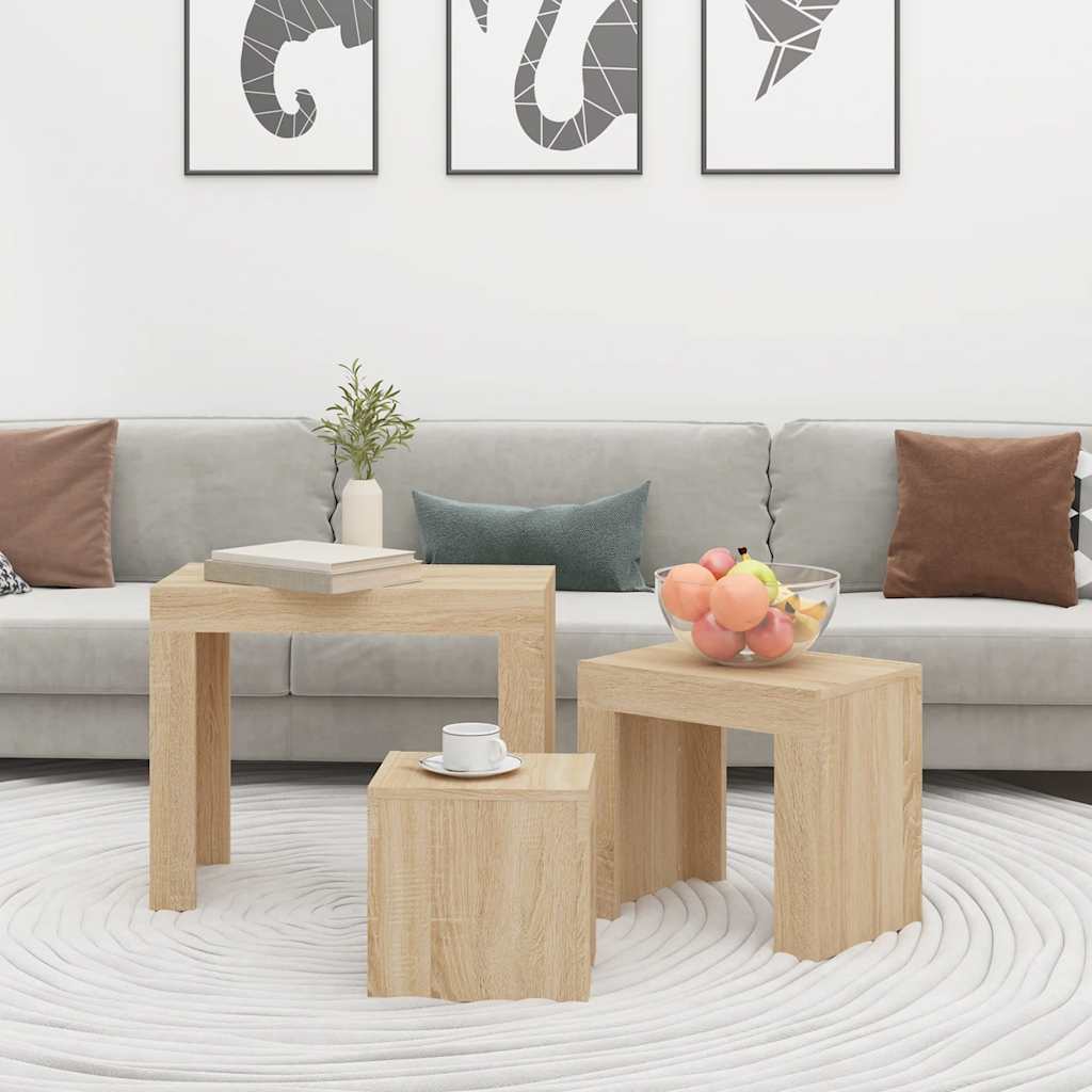 Vidaxl Nesting Tables, 3 Pcs, Sonoma Oak