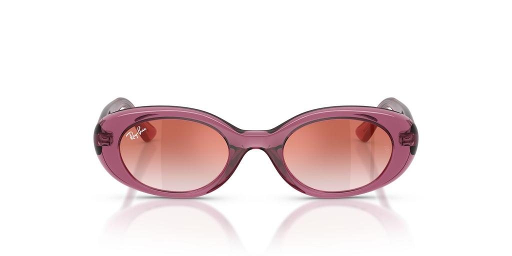 sunglasses for Transparent Clear Red Gradient Red Lens Ray-Ban women. Frame Violet. Lens Mirror. width 45mm. (Model number 0RJ9141SF)