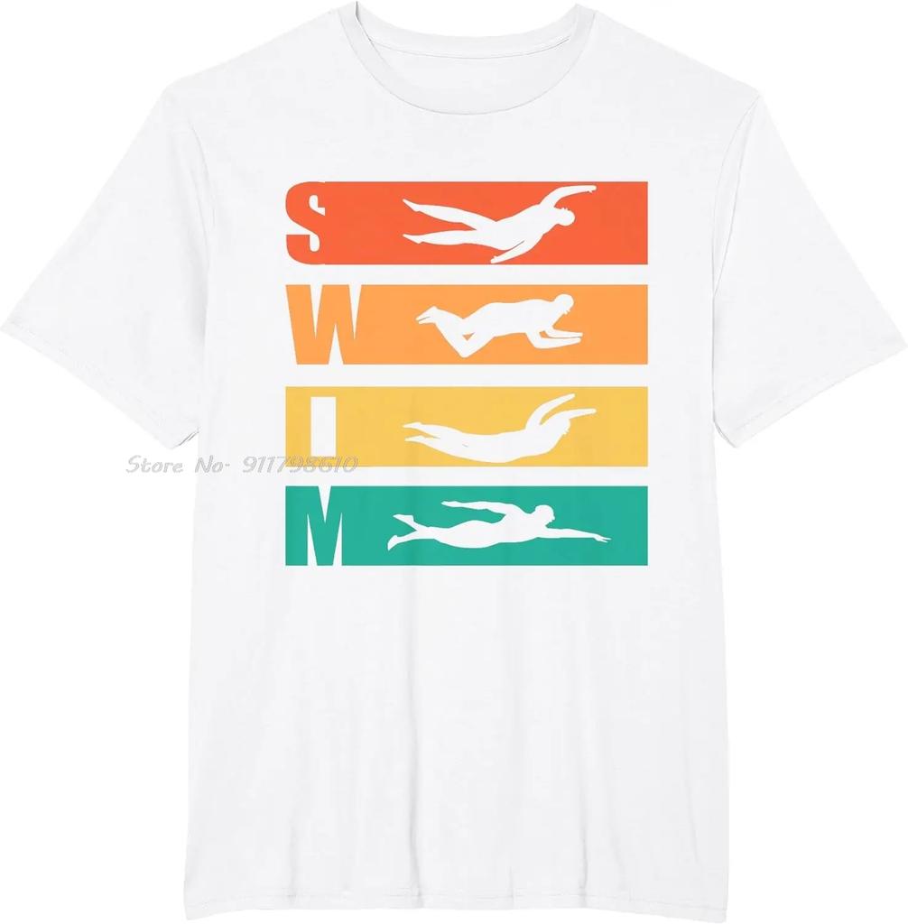 Funny Gift Swim Retro Vintage Swimming For Swimmers Oversized T-shirt Fashion Cotton Tshirt Men's Clothing Unisex Tops Tees