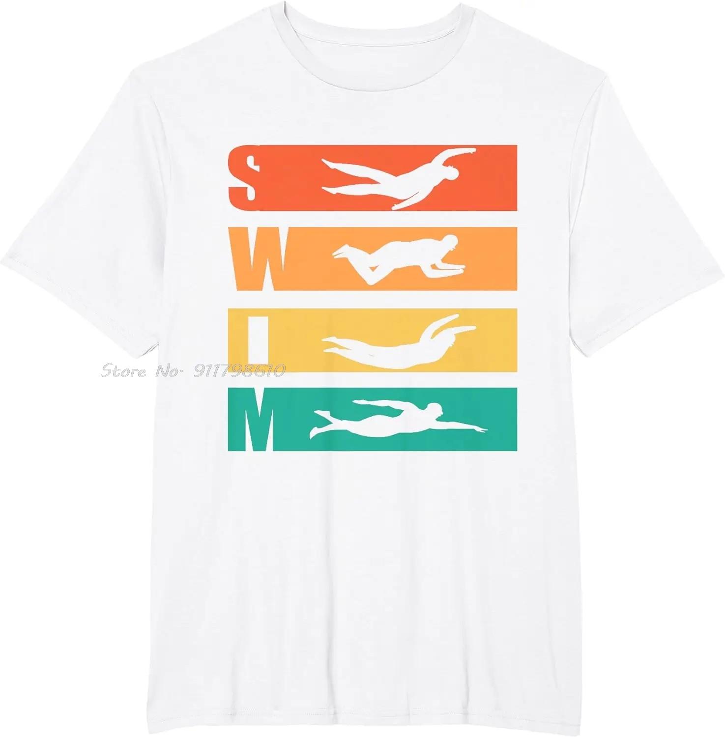 

Забавный подарок Плавать Ретро Винтаж Плавание Для пловцов Футболка оверсайз Мода Хлопковая футболка Мужская одежда Унисекс Топы Футболки S