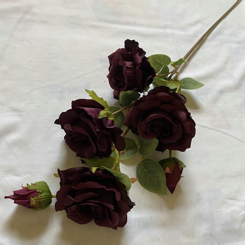 Realistic Faux Rose Flower Six Stem Silk Plant Home Office Decor Gift Idea