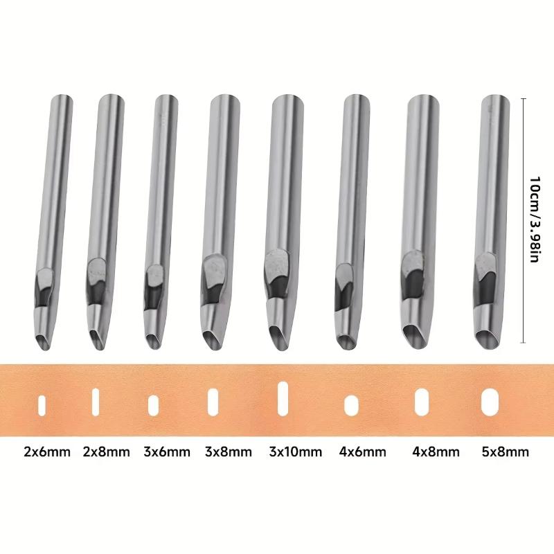 1/8Pcs 6Mm-10Mm Hollow Leather Crafting Hand Punching Tool Kit For Leather Crafting Oval Hole Punch Diy Accessories