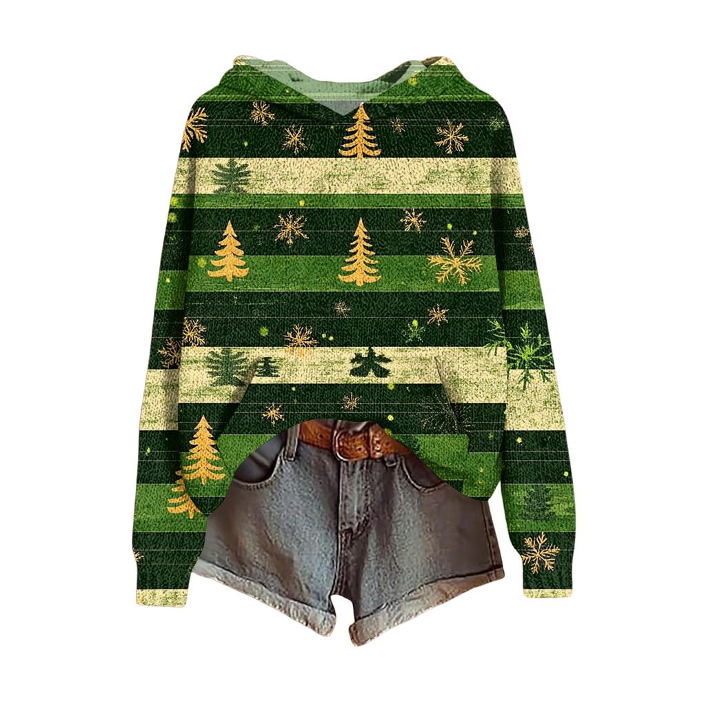 Ladies' Fashionable Printing Casual Hooded Long Sleeved Sweatshirt