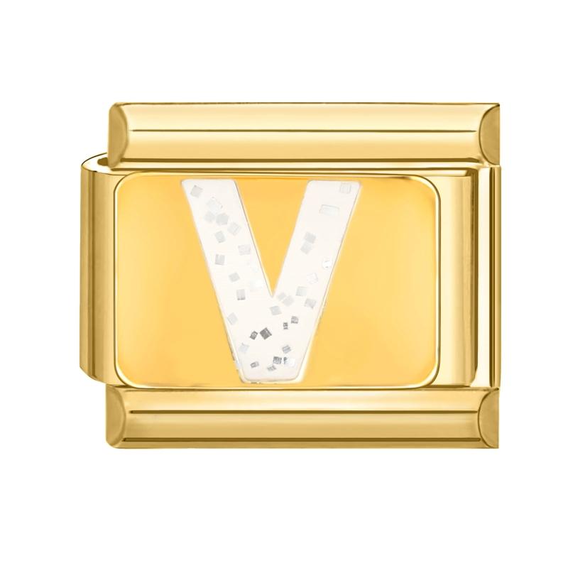 Fashion Golden 26 Letters A-Z Italian Links Charm Beads 9mm Stainless Steel Bracelet Jewelry DIY Hand Making