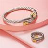Stainless Steel Geometric Couple Bracelets And Rings Set For Gift Travel Souvenir