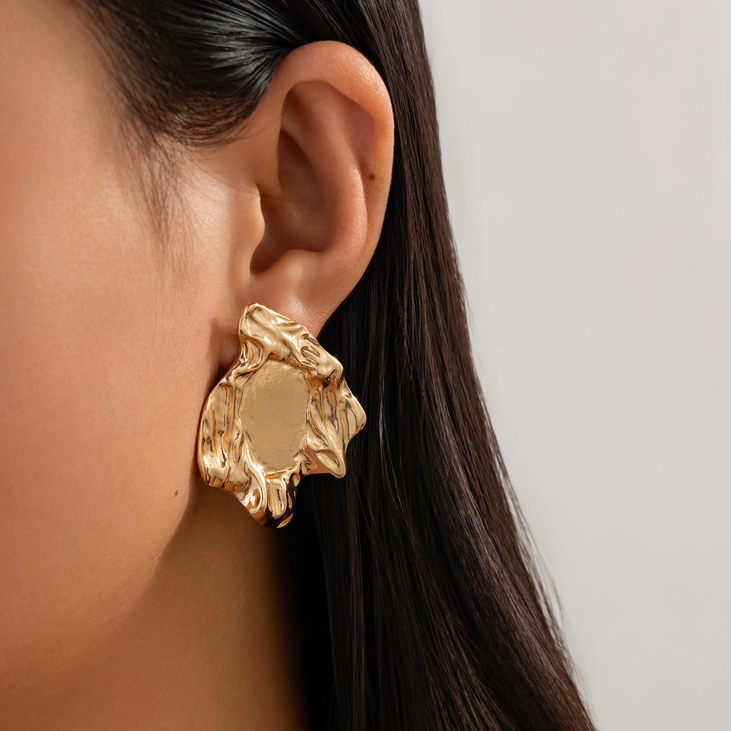 Fashionable Hollow Double Circle Alloy Earrings Simple Irregular Earring Set