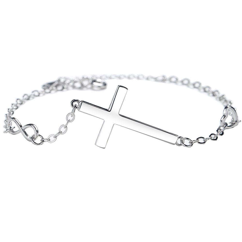 925 Silver Cross Bracelet: Elegant Unisex Fashion