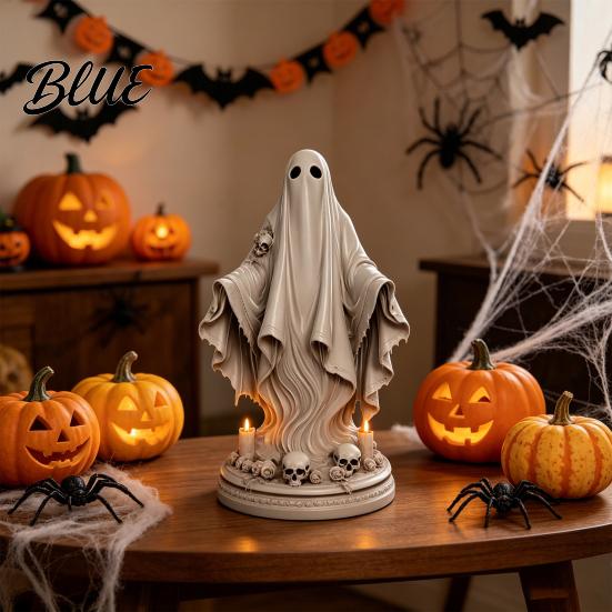 Colorful Ghost Decoration Halloween Figurine Spooky Resin Skulls Statue for Hand-painted Figurine Tiered Tray Home Table Centerpiece Party Supplies