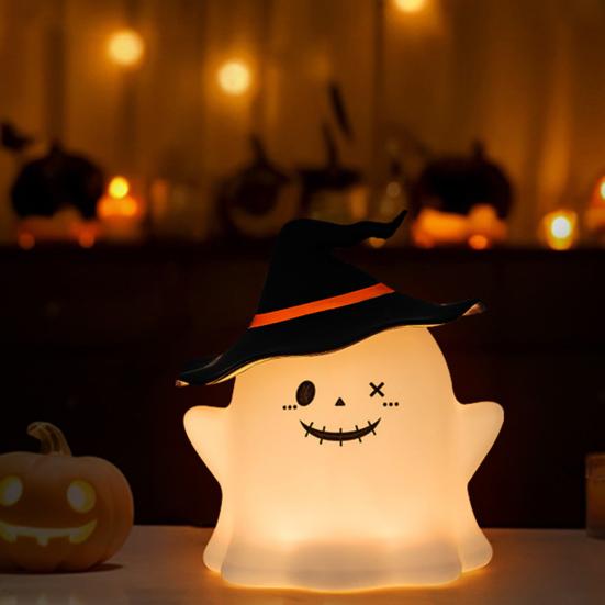 Night Light Ghost Face Design LED Energy-Saving Ambient Light Portable Compact Soft Light Source Pat Light Halloween Party Decor