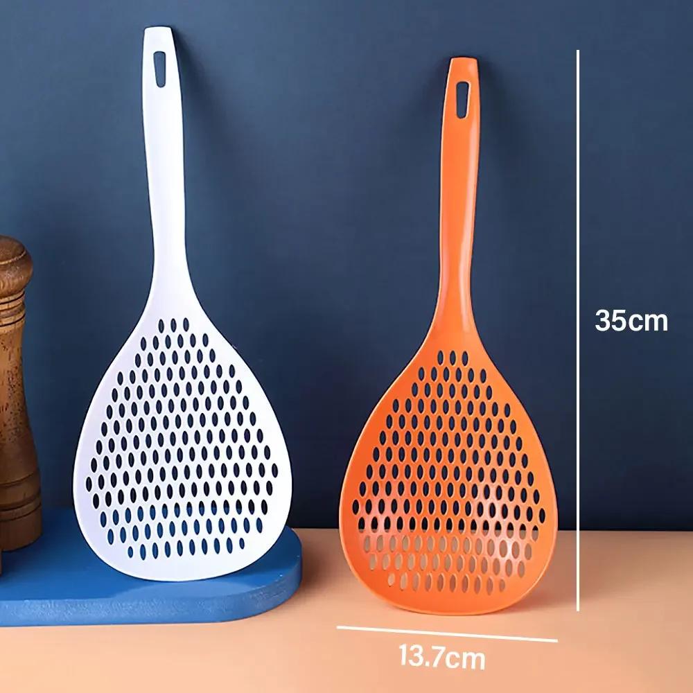 Home Kitchen Leaky Spoon Large Multi-Purpose Fishing Noodle Long Handle Non-Slip Round Strainer Drainer Eco-Friendly