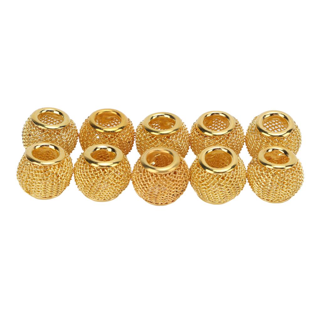 10 Pcs Spacer Beads Round Mesh Hollow Gold Plated   Spacer Beads   Hand Made Beading for Jewelry Making