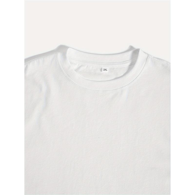 European Sizes White T-shirt with Cartoon Image, Men's New Summer Casual Crew Neck Short Sleeve T-shirt