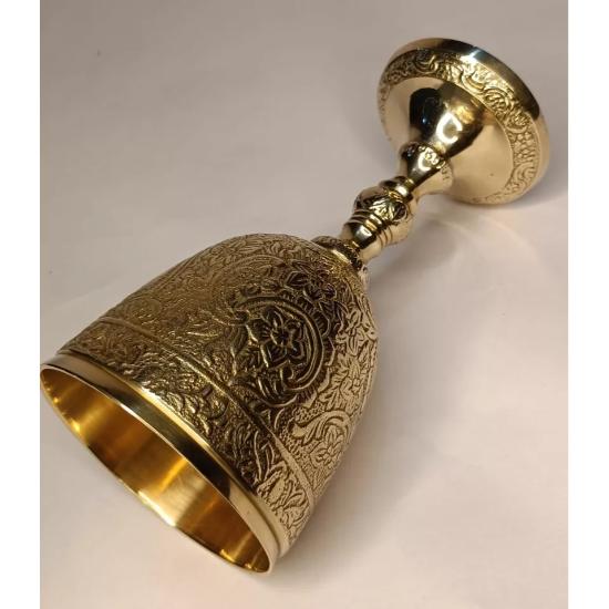 1 Weinglas aus massivem Messing, Weinkelchglas, handgefertigt, graviert, Messing, geprägt, Kelch