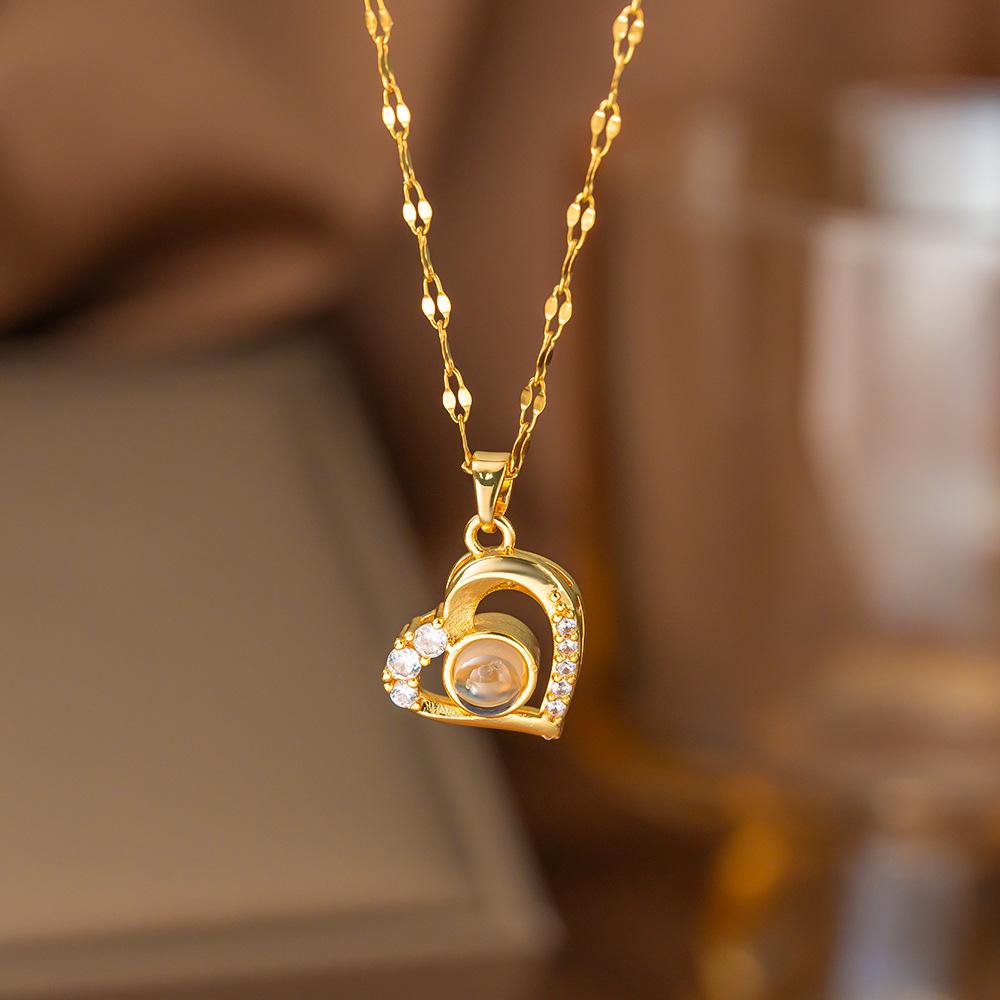 Moon Projection Titanium Necklace - 'I Love You' in 100 Languages