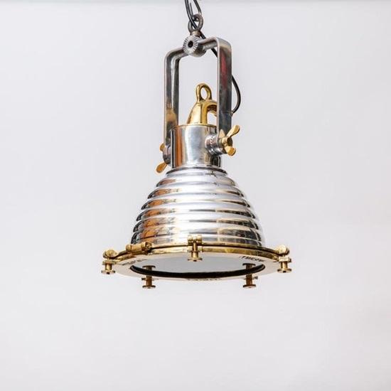 Lot of 2 Pcs Solid Aluminium  Brass Nautical Stylist Hanging Cargo Pendant Light Fixture 50.8 Cm