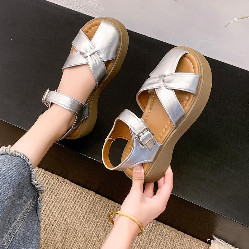 Thick-soled heightening bag head sandals women's new summer skirt casual beach Roman sandals