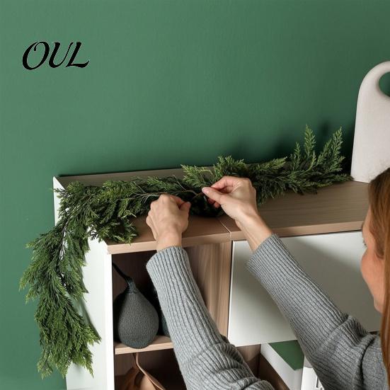 DIY Christmas Floral Arrangements 4/6FT Artificial Cedar Garland, Real Touch Pine Garland Decoration, Faux Winter Wreath, Realistic Commercial Display