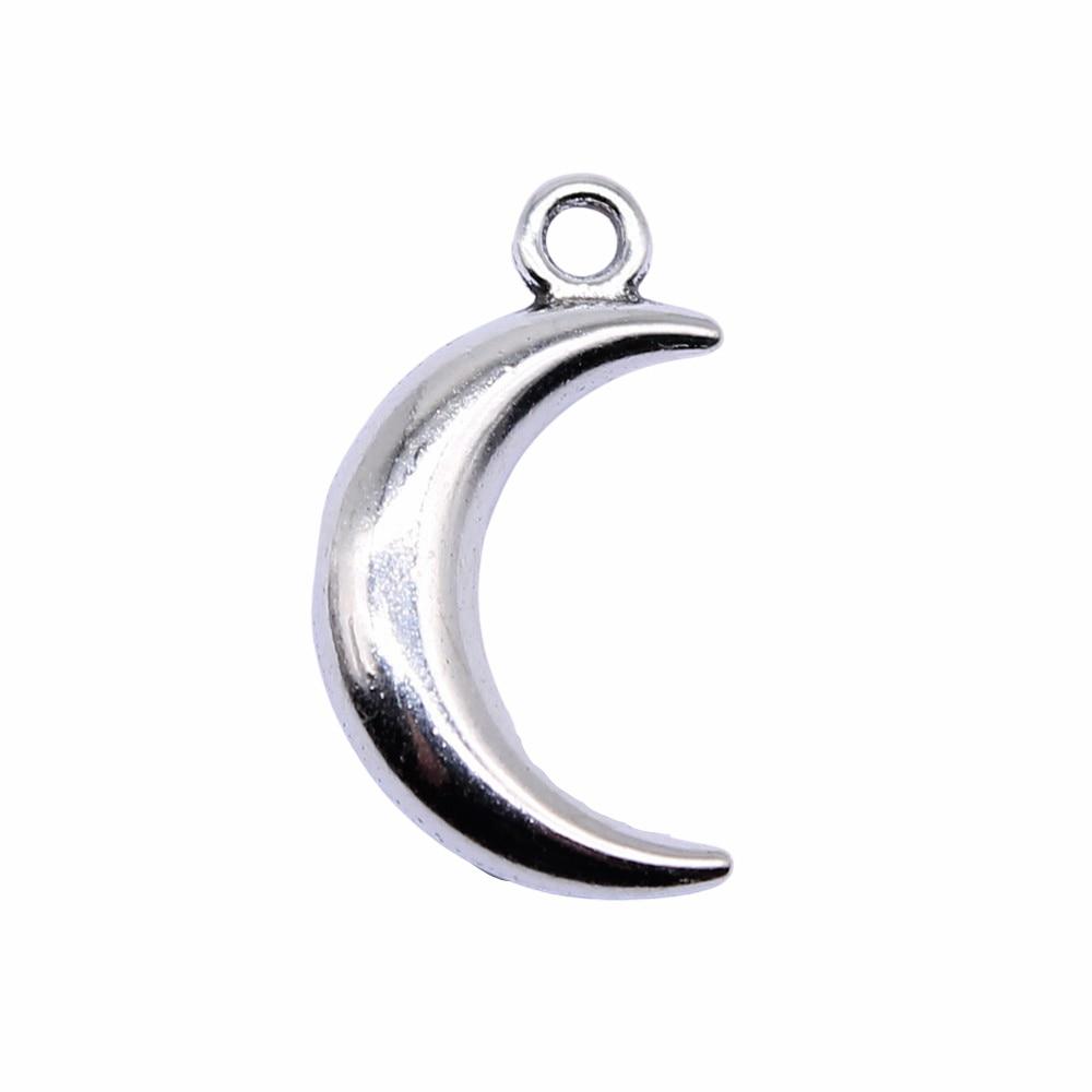 

10шт Лунные шармы Амулеты Античное серебро Цвет Цинковый сплав 18X10mm