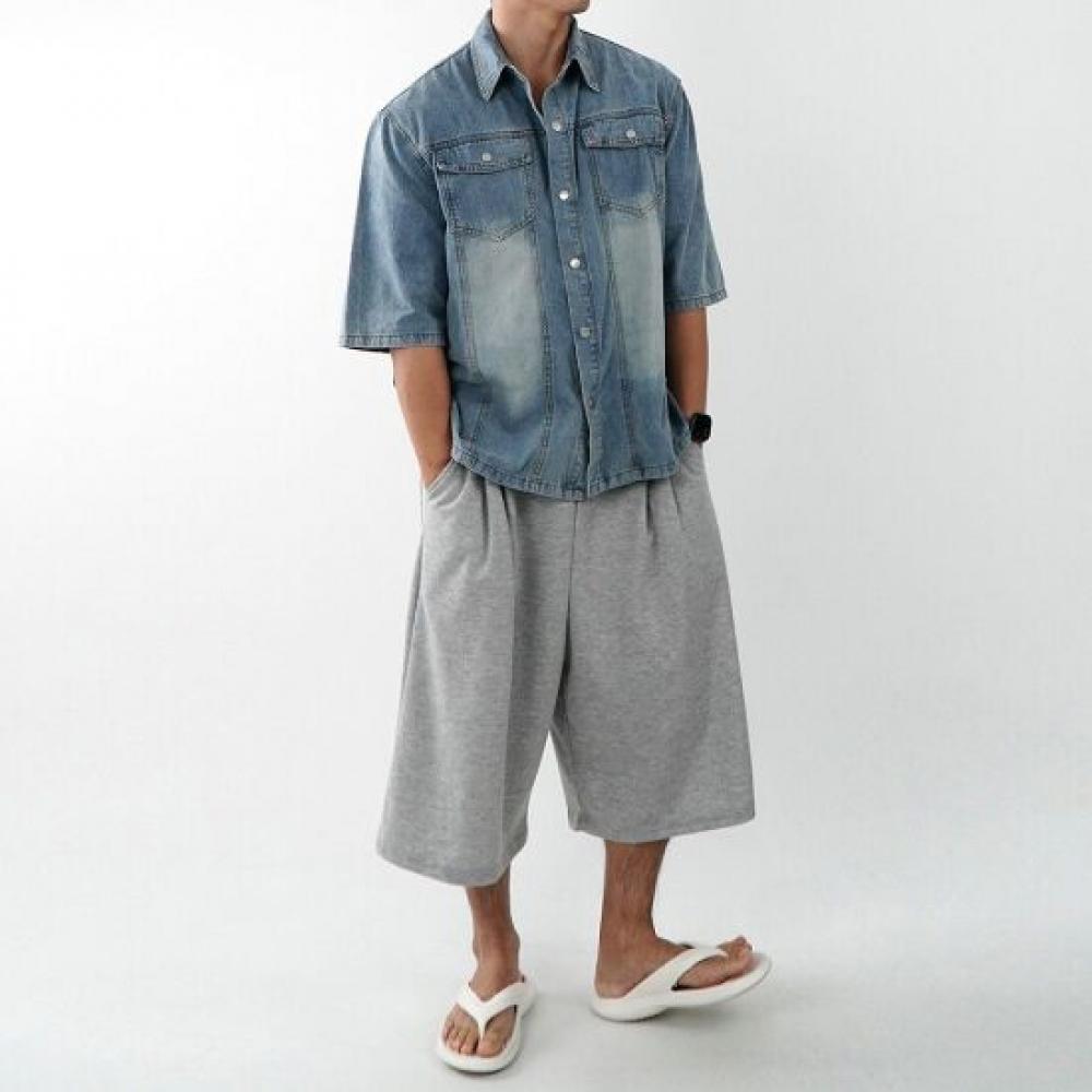 Onl Men Pocket Short Sleeve Denim Shirt Blue
