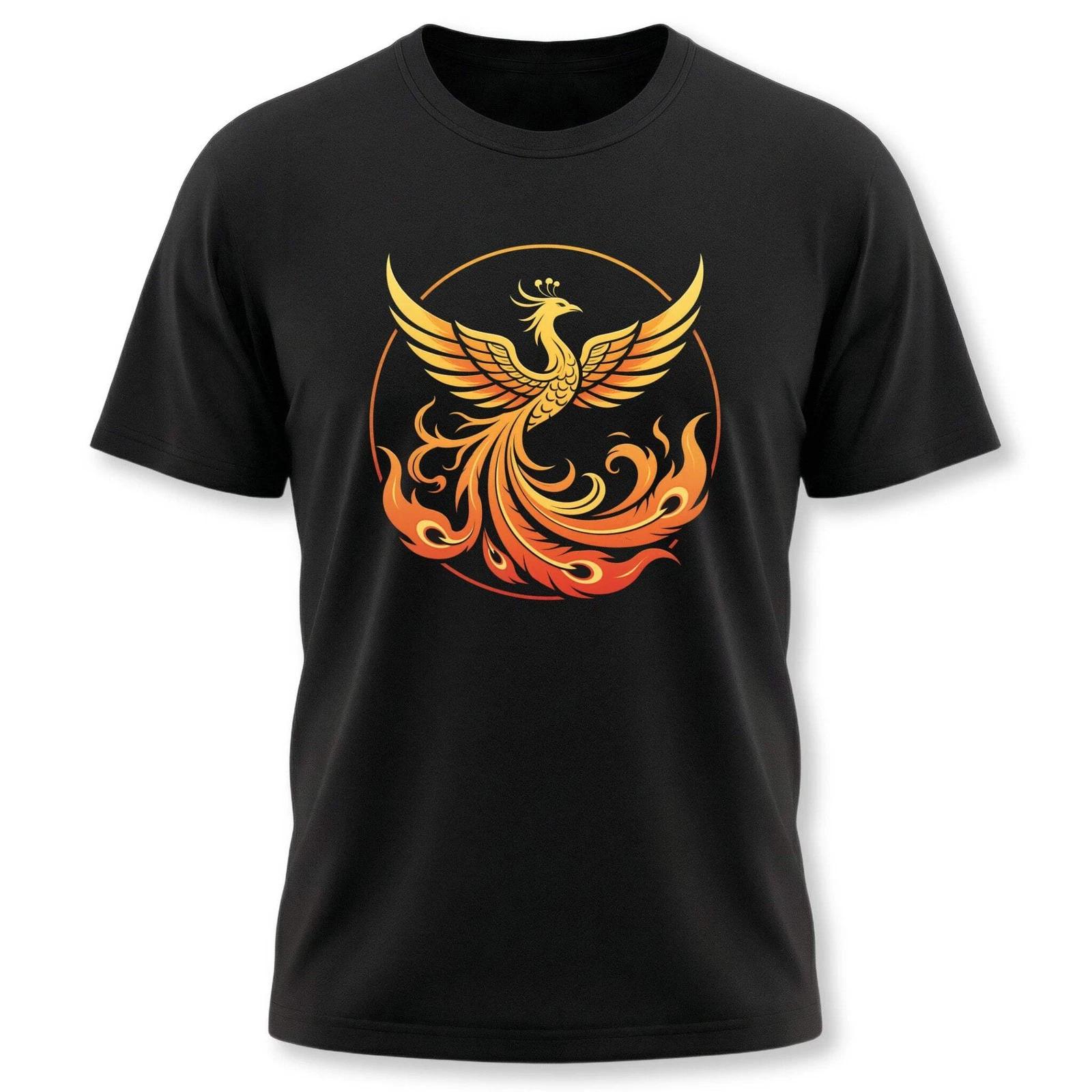 Phoenix Rising From Flames Graphic T-Shirt | Fiery Unisex Graphic Tee Shirt S