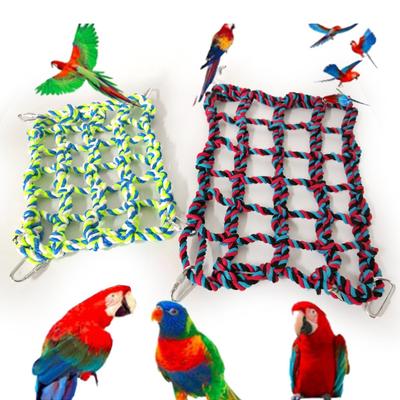 Creative Cotton Rope Pet Climbing Net Colorful with Hook Hammock Net Parrot Toy Small Animal