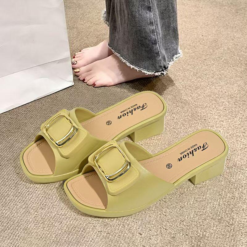 

Slippers for Summer Outerwear Fashionable Anti Slip Women s Korean Version Soft Soled Slippers Thick Soled Single Line Slippers 40/41 зелений