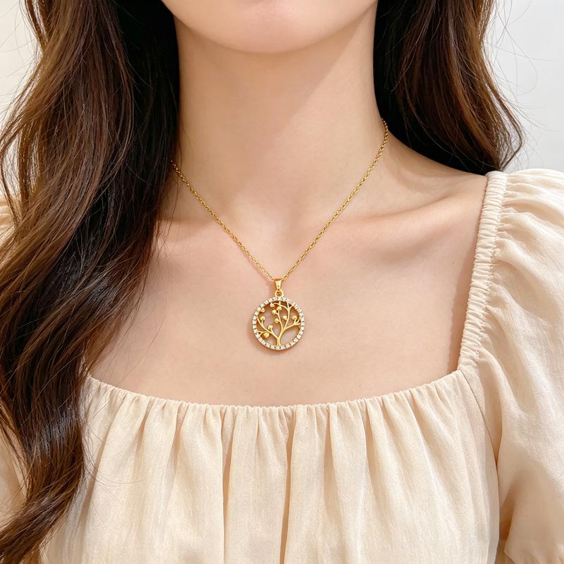 Female Versatile Round Life Tree Palace Style Necklace C321