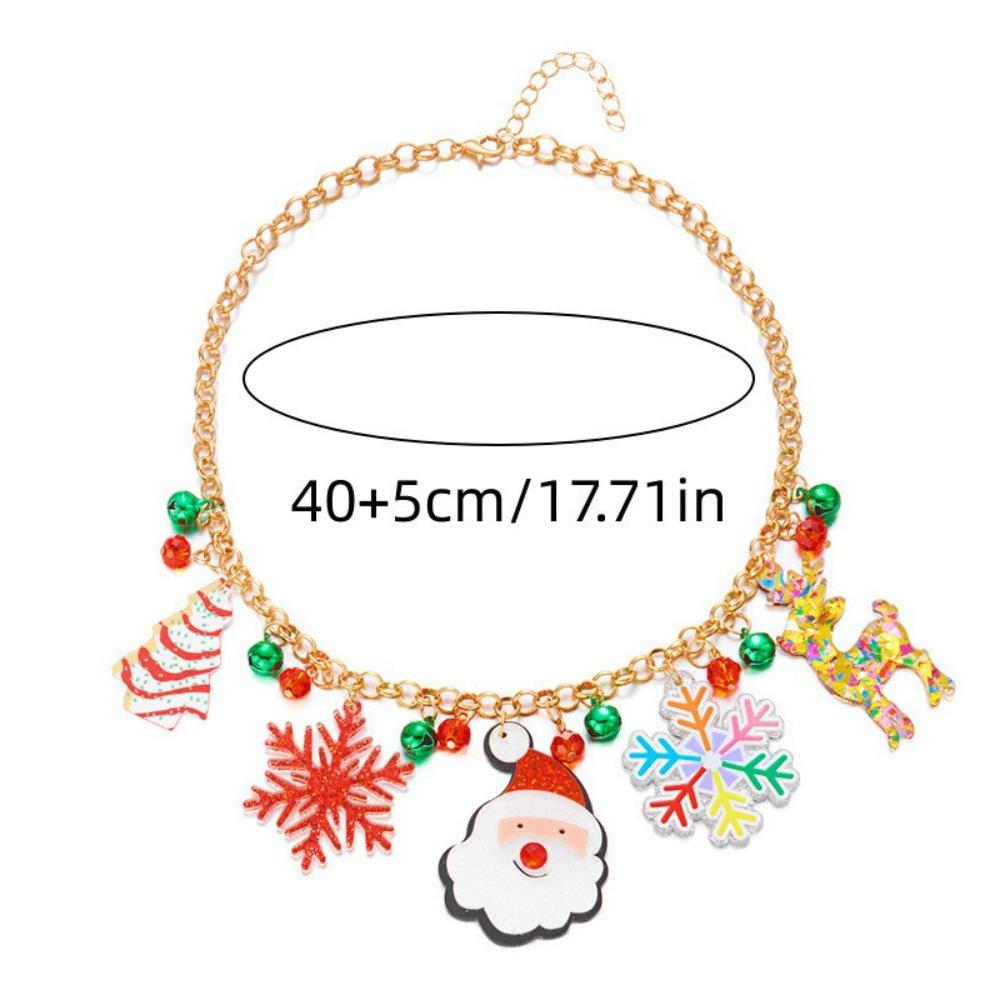 Handmade Snowman Necklace Rhinestone Santa Necklace Classic Snowflake Necklace  Friendship Jewelry