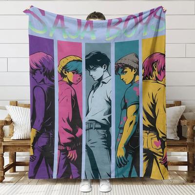 1pc Flannel Blanket K-pop Demon Hunters Saja Boys Blanket Quality Soft Warm Throw Blanket Winter Kids Couch Bed Fluffy Bedspread