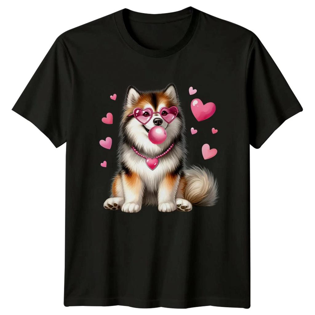 Fluffy Dog Hearts Sunglasses Bubblegum Animals Dogs Mens T-Shirt Womens Tee