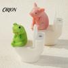 Cute Desk Decompression Ornaments 2Pcs Resin Meditation Pig And Frog Figurines, Funny Toilet Animal Ornament for Desktop Exquisite Crafts Decor