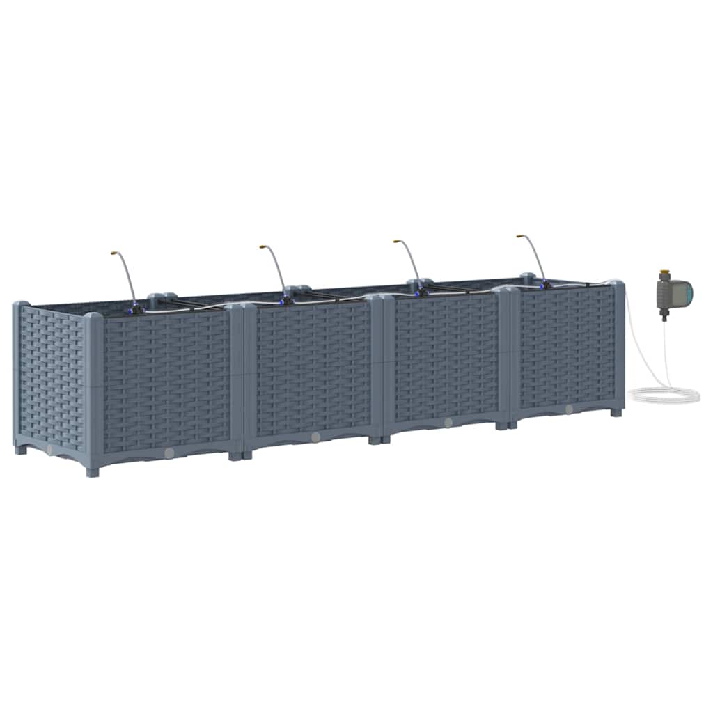 Garden Planter Set 4 pcs Light Grey 160 x 40 x 37.5 cm Plastic