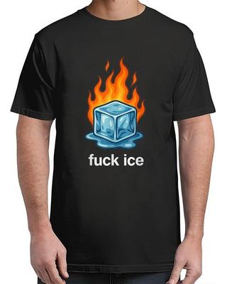 Cute Ice Cube On Fire Ice Protest Deportation Vintage Adult S-4XL Unisex T-Shirt