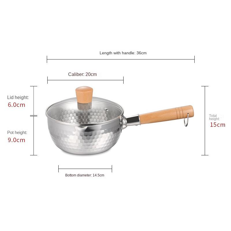 Japanese Snowflake Stainless Steel Pot Household Non-stick Uncoated Food Instant Noodle Cooking Pot with Pouring Spout Milk Pot